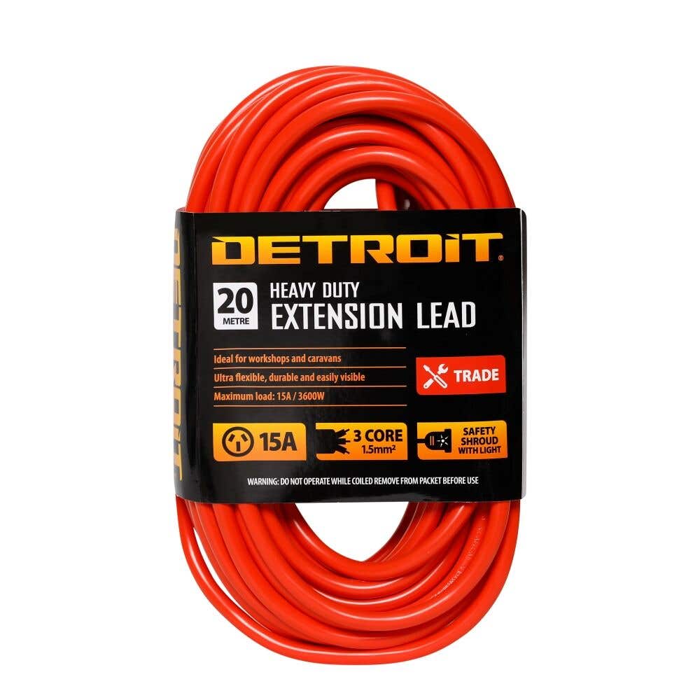 Detroit Extension Lead 15A 20m Orange