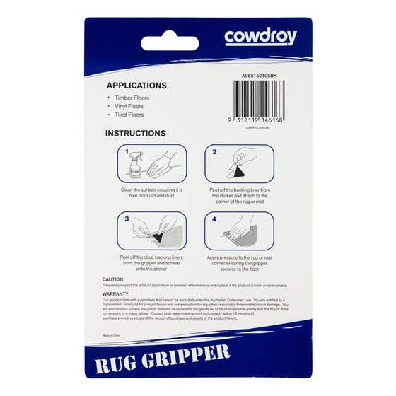 Rug & Mat Grippers Black 152 x 105mm – 4 Pack Cowdroy