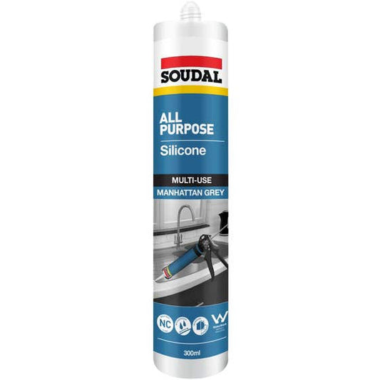 Soudal All Purpose Silicone Sealant Manhattan Grey 300ml