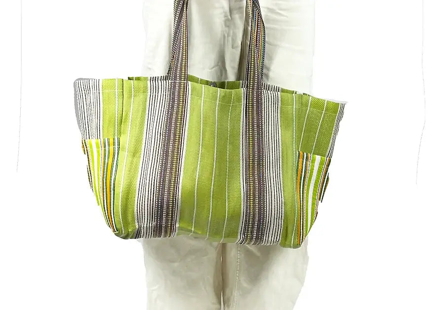 POCKET MARKET BAG: BLUE/ORANGE