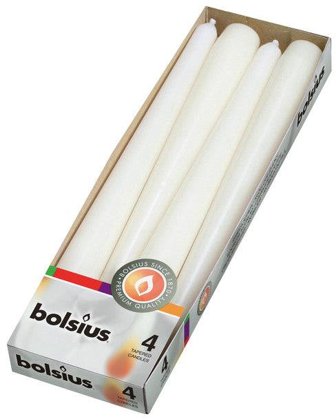 Bolsius Tapered Candles (Box 4) White - 245mm x24Ø 7.5hr