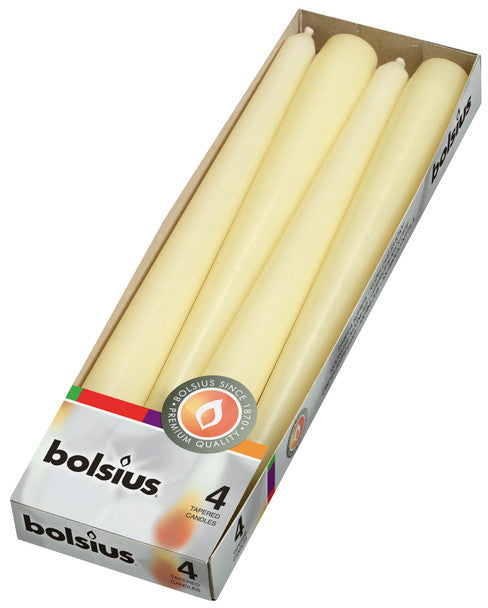 Bolsius Tapered Candles (Box 4) Ivory- 245mm x24Ø 7.5hr