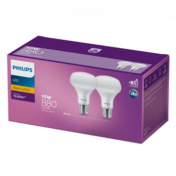 Globe Reflector R80 LED 10W ES WW Twin Pack Philips