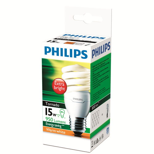 Globe CFL Sprial Tornado ES Warm White 15W