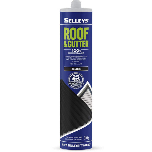 Silicone Roof & Gutter Black 310g Selleys
