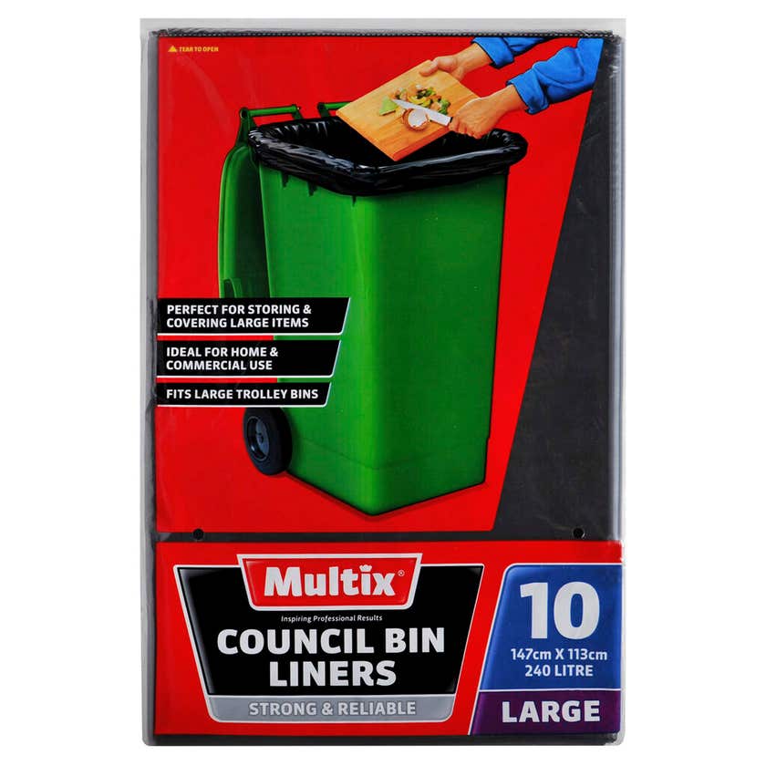 Garbage Bag Council Bin Liner 10 Pack 240L Multix