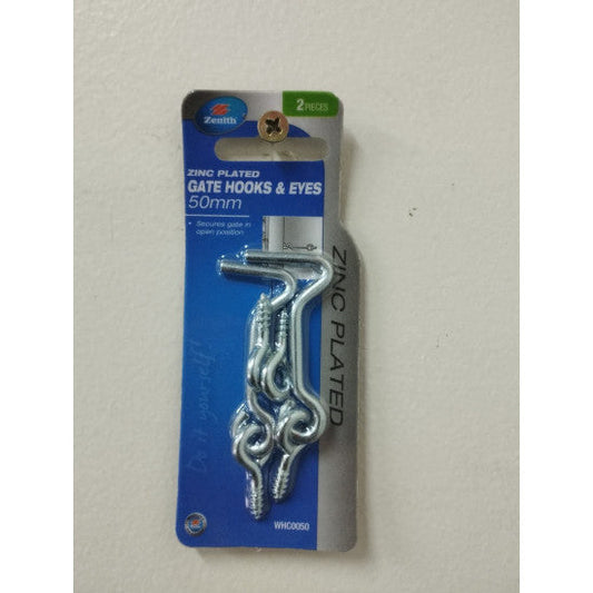 Hook & Eye Gate Zinc Plated 50mm Card Of 2