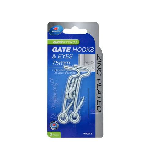 Hook & Eye Gate Zinc Plated 75mm Card Of 2