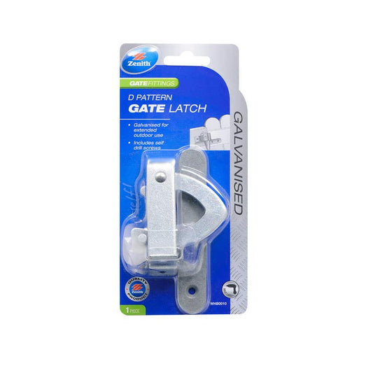 Latch Gate D Type Galvanised Card Of 1