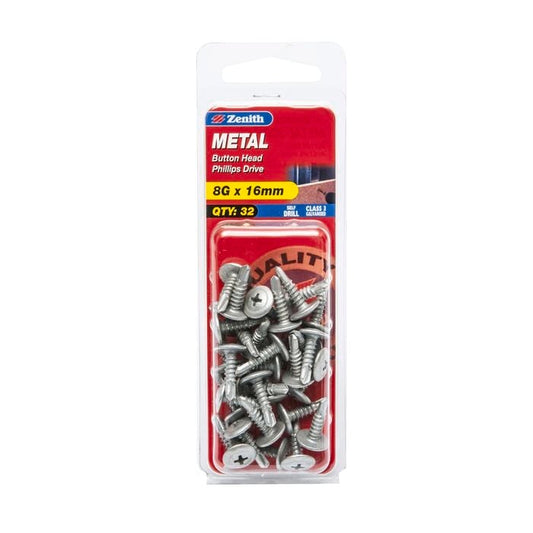 Metal Screws Button Head Philips 8G x 16mm - 32 PK Zenith