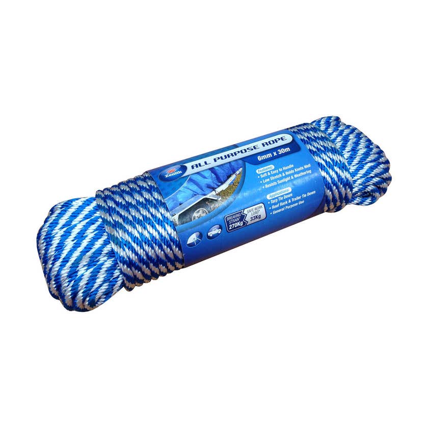Rope All Purpose Multifilament 6mm X 30M Hank