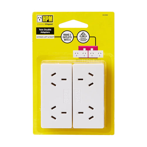 Adaptor Double Lh&rh 10a White 2 Pack HPM