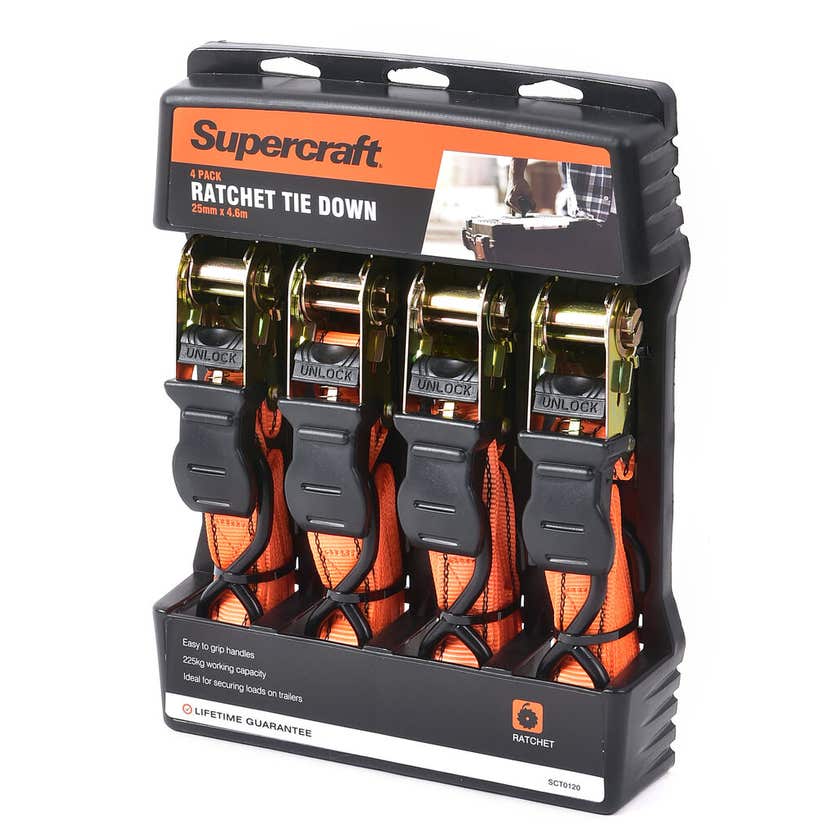 Ratchet Tie Down 4Pce Supercraft