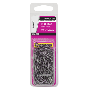 Nail Flat Head Bright 20x1.40 Handy Pack 200