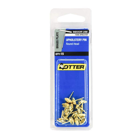 Otter Upholstery Pin Rnd Brass Plate 15Pk
