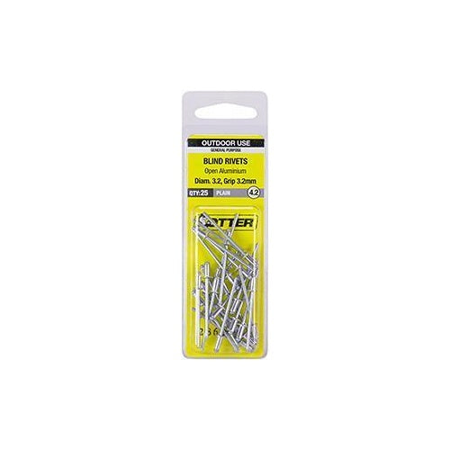 Otter Rivet Open Aluminium 3.2x3.2 25Pk
