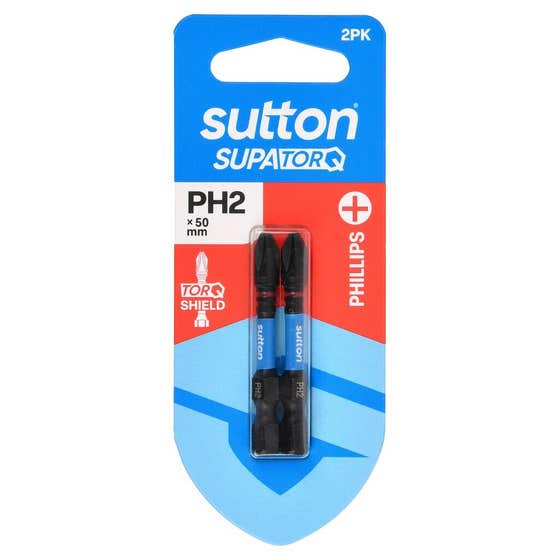 Bit Screwdriver S200 Supatorq PH2 50mm 2Pk Sutton