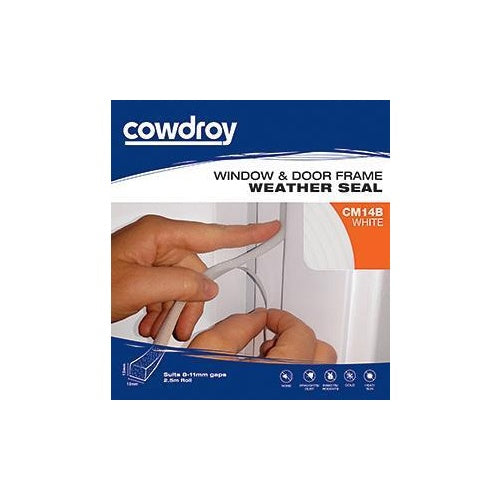 Weather Seal Foam White 12mmx12mmx2.5m Cowdroy