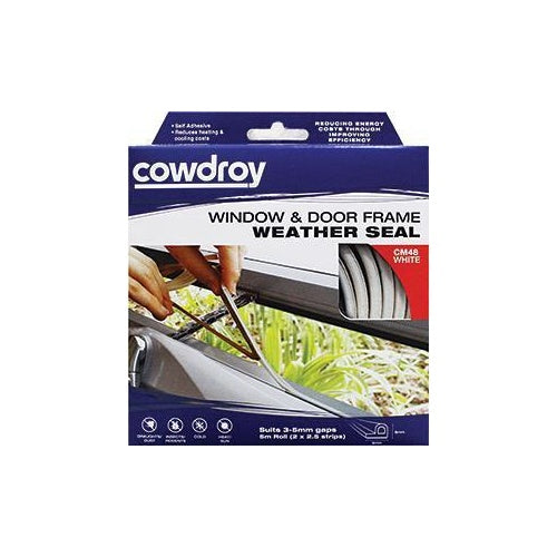 Rubber Weather Seal Window/Door 3-5Mm Gap White CM485WH Cowdroy