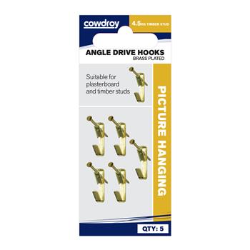 Hook Picture Angle Drive Brass Plated 4.5kg Pk5