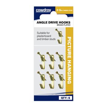 Hook Picture Angle Drive Brass Plated Assorted 2kg/9kg Pk6