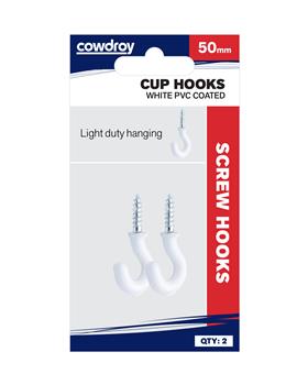 Cup Hooks White 3.7x50mm PVC Cd2