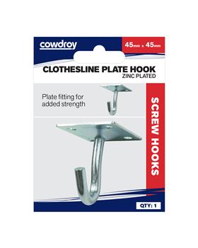 Clothesline Hook w Plate Fitting Zinc Plated
