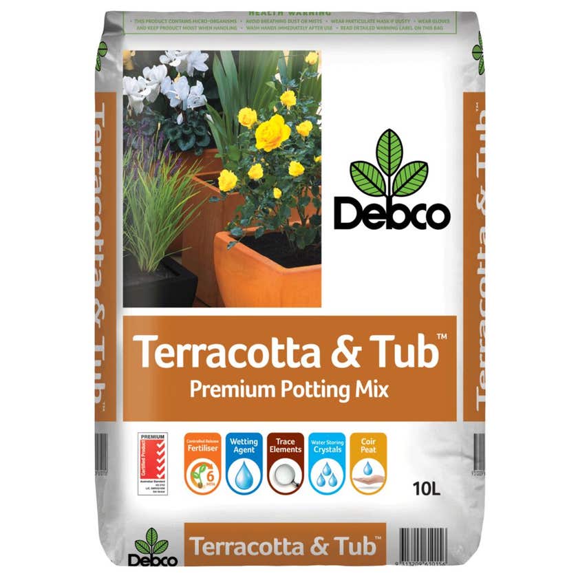 Terracotta & Tub Premium Potting Mix 10L Debco