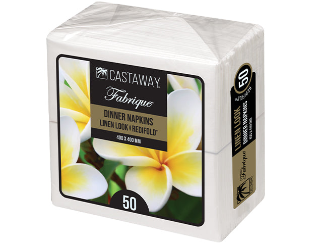 Fabrique LinenLook Dinner Napkins Redifold White 400x400 MM - 50PK