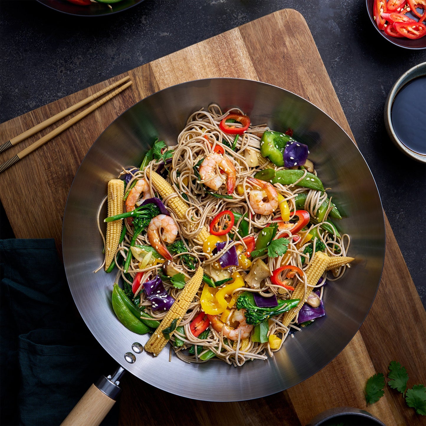 Pyrolux Wok With Wood Handle 30Cm