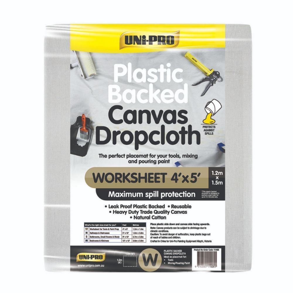 Drop Cloth Plastic Backed Canvas 4x5 Uni-Pro