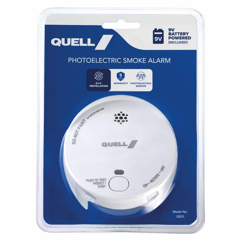 Smoke Alarm Photoelectric 9v Battery Q501 Quell