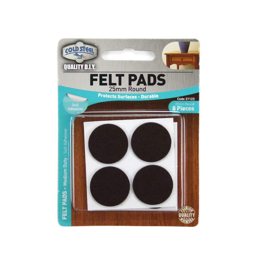 Feltpads Brown Round 25mm 8Pcs