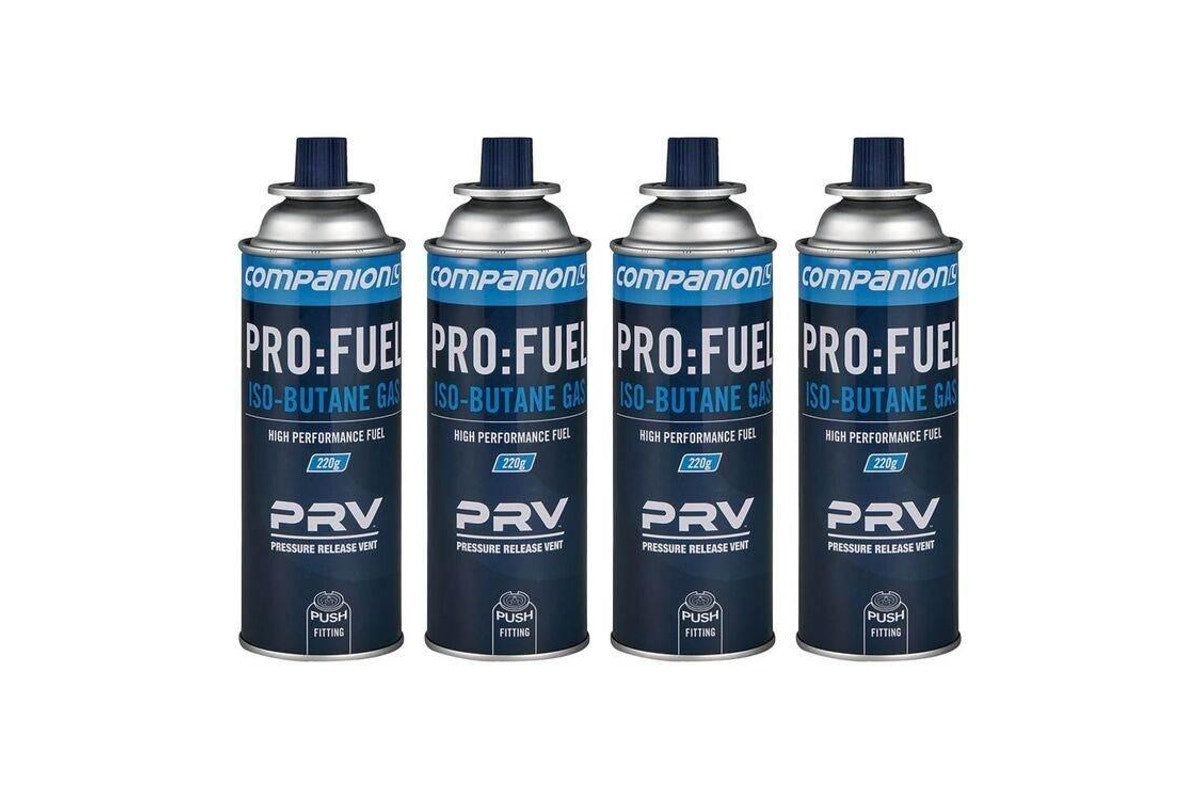 Butane Gas Cartridge with PRV 220gm Pk 4 - Companion