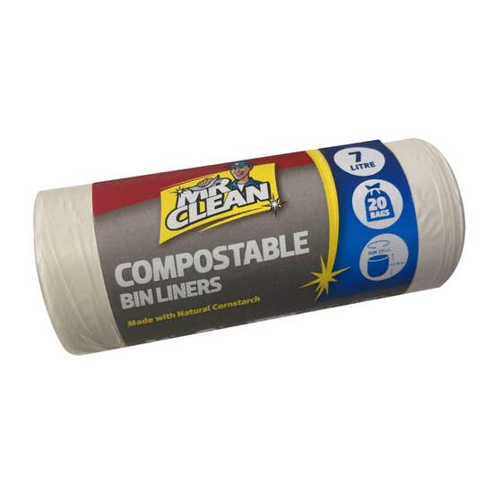Compostable  Bin Liner 20pk 7L Mr Clean