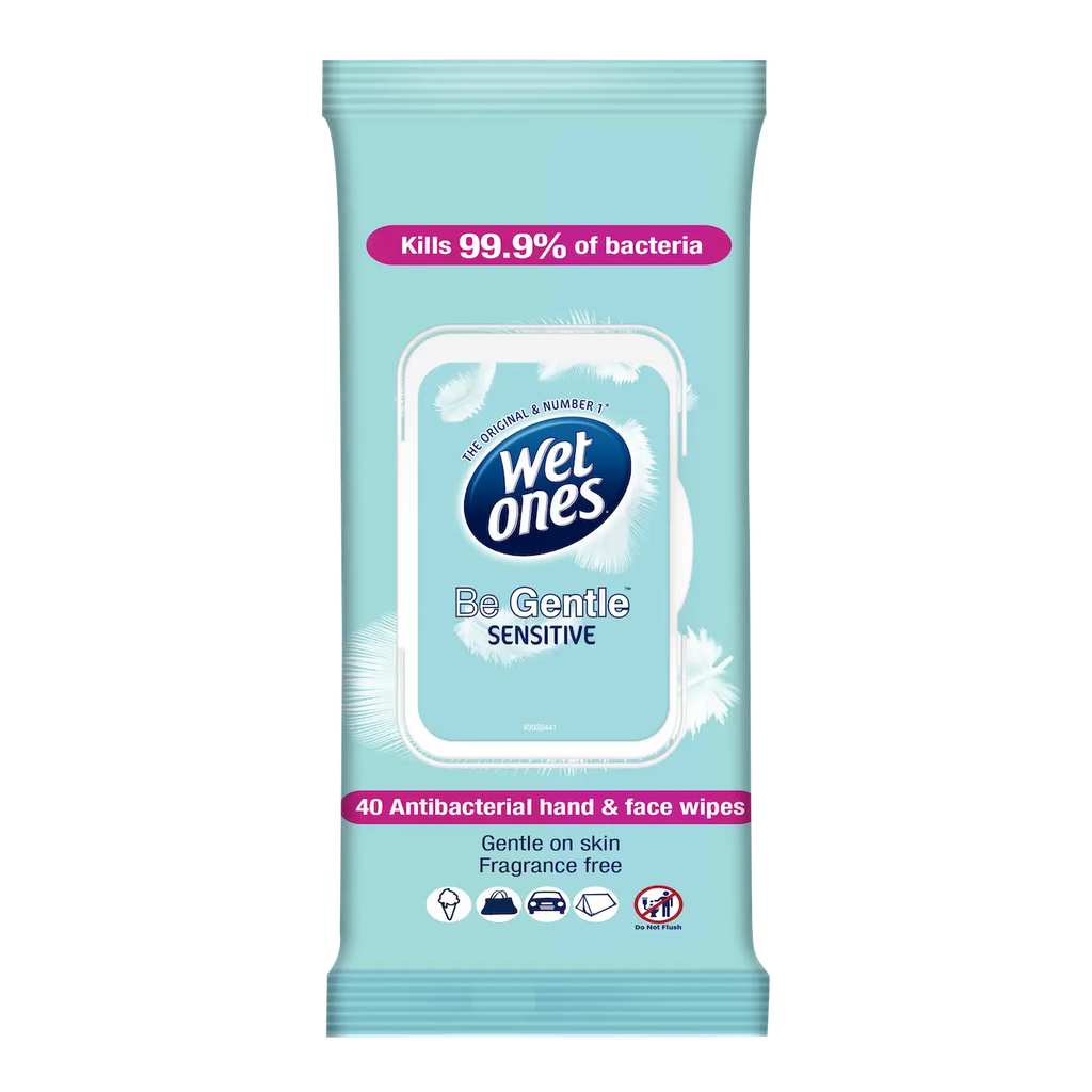 Wet Ones Be Gentle 40 Antibacterial Hand & Face Wipes