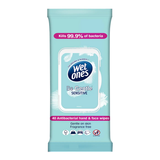 Wet Ones Be Gentle 40 Antibacterial Hand & Face Wipes