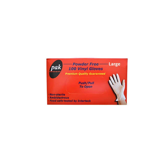 Powder Free Food Safe Vinyl Gloves Large - 100 PK
