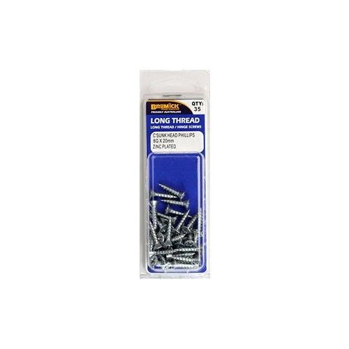 Screw Long Thread Hinge Zinc Plated 8gx20 Sp35 Bremick
