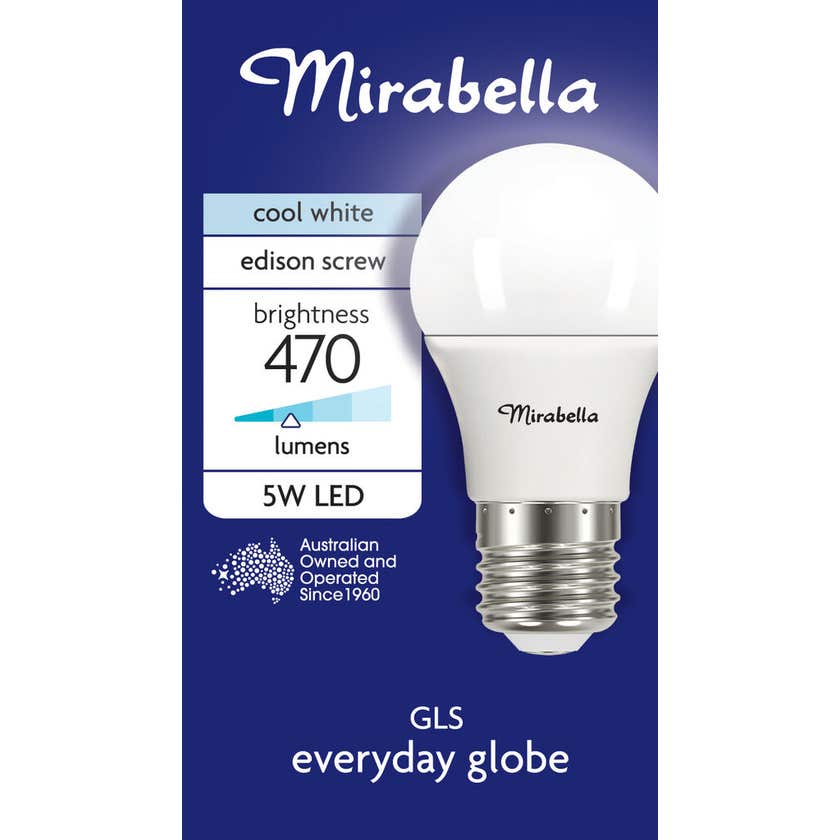 Globe Led Gls ES 5W 470Lm Cool White Mirabella