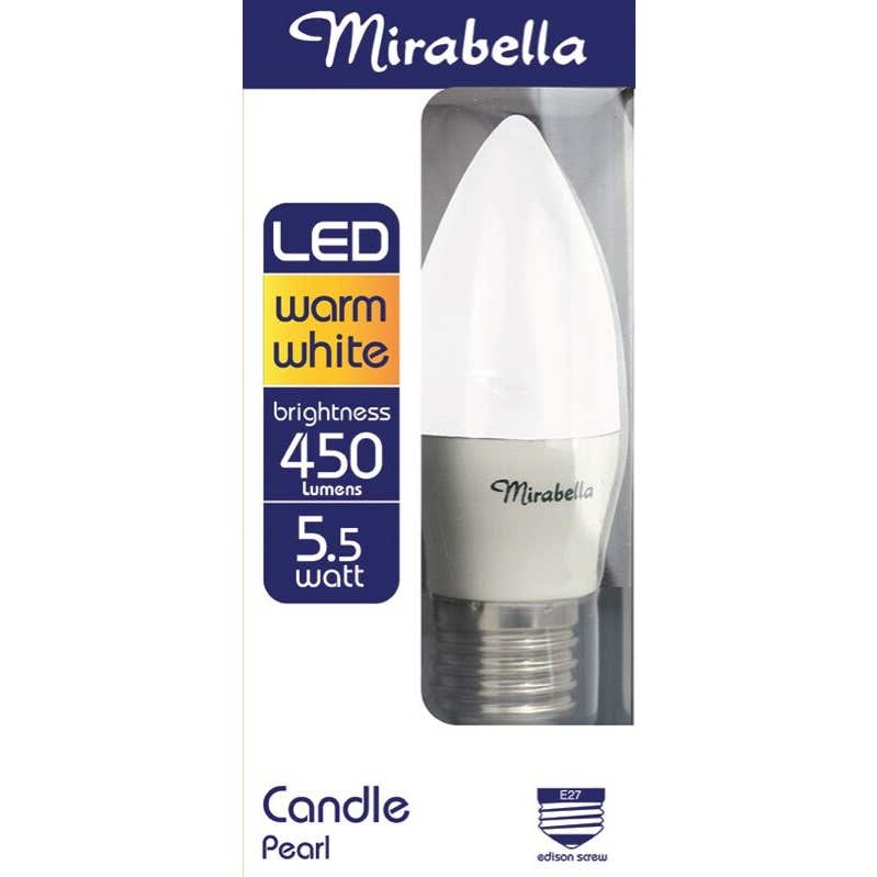 Globe Led Candle Es 5.5W 470Lm Warm White Mirabella