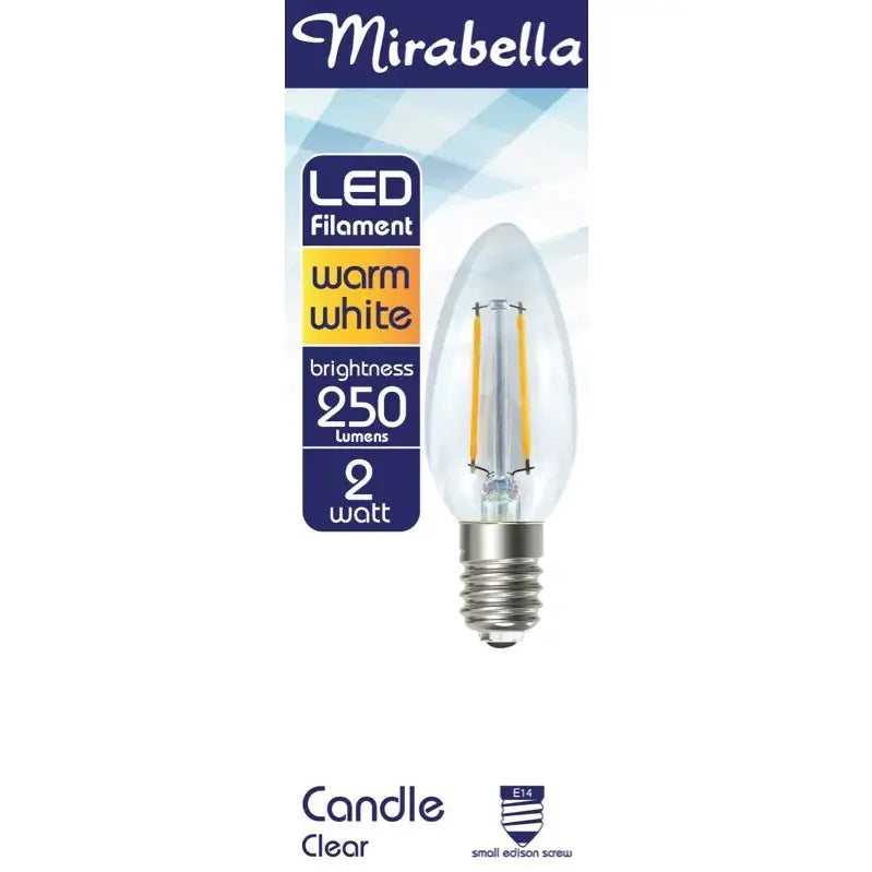 Globe Led Filament Candle 2w Ses Warm White - Mirabella
