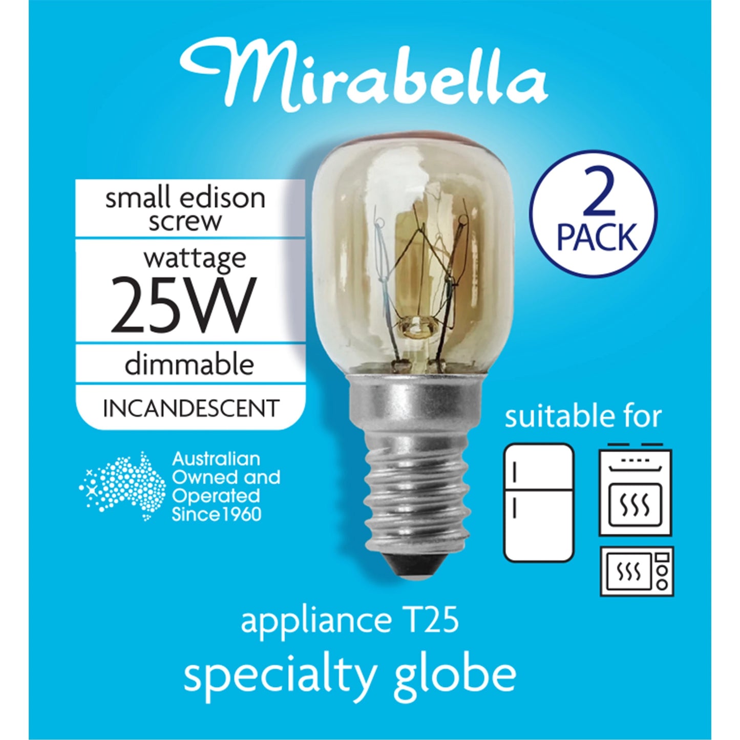 Globe Appliance Pilot 25W SES Clear Dimmable Pk2 Mirabella