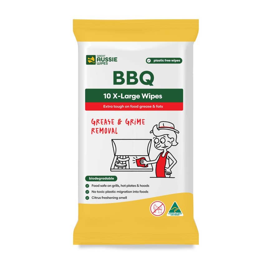 BBQ Wipes XL Grease & Grime Removal - 10 PK Great Aussie