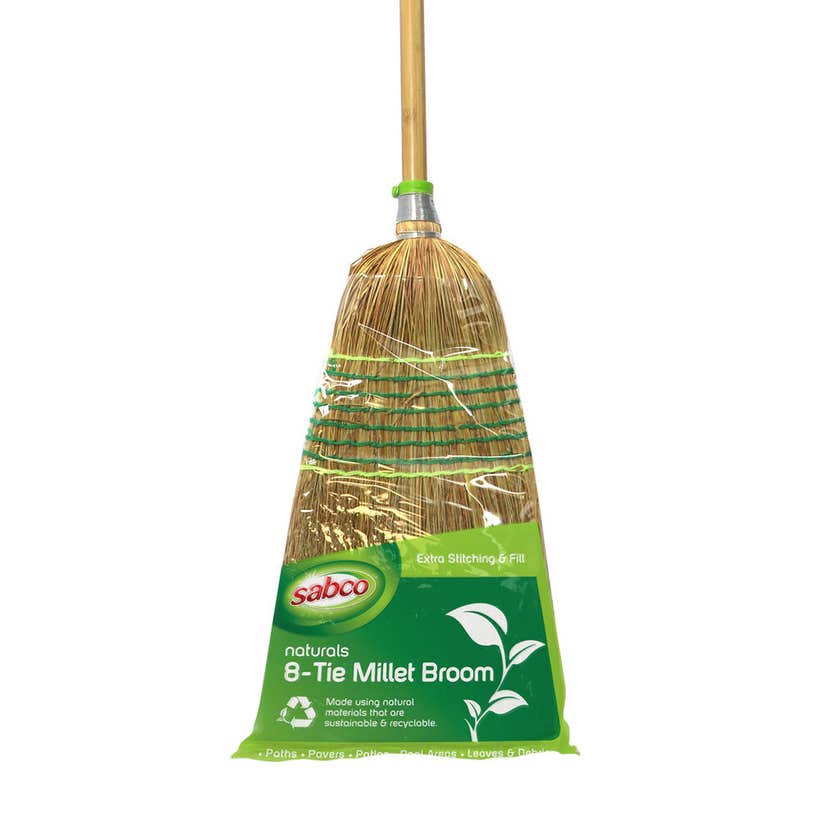 Broom Millet 8 Tie Natural With Bamboo Handle
