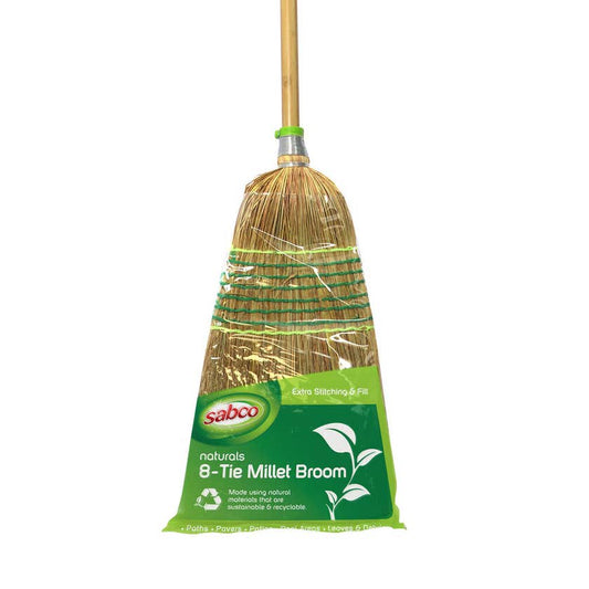 Broom Millet 8 Tie Natural With Bamboo Handle