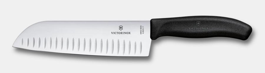 Victorinox Swiss Classic Santoku Knife 17cm Fluted – Black