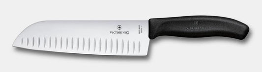 Victorinox Swiss Classic Santoku Knife 17cm Fluted – Black