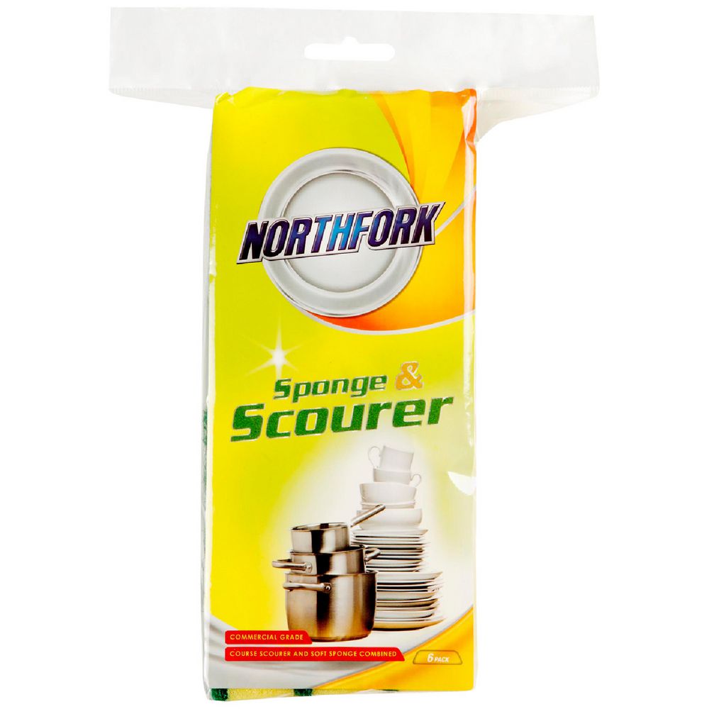 Northfork Dual-Sided Sponge with Scourer – Pack of 6