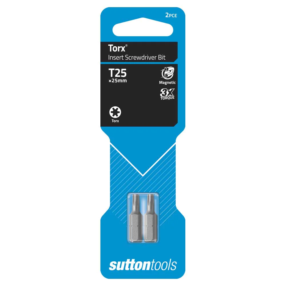Bit Screwdriver Torx T25 x 25mm 2Pc Sutton